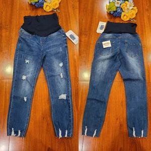 Blue Savvy Maternity Distressed Denim Jeans Size Small